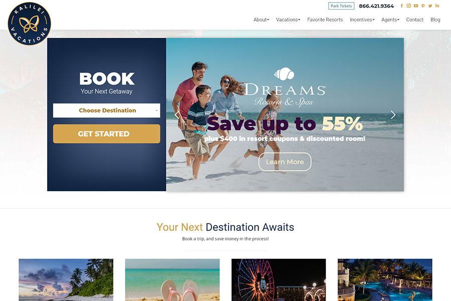 Kalilei Vactions website