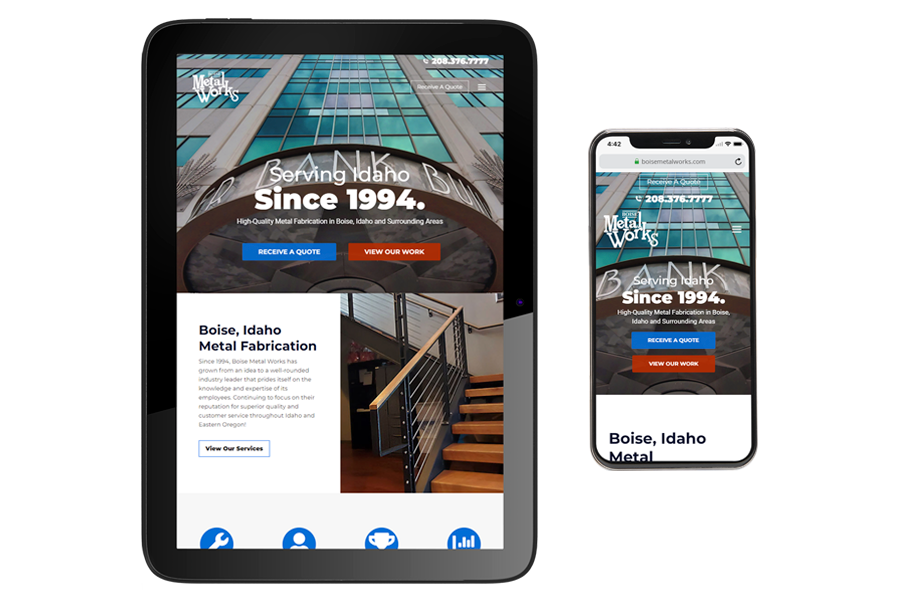Boise Metal Works tablet and mobile view