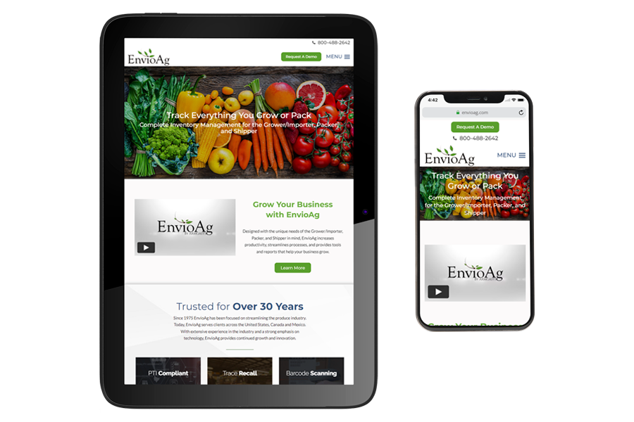 EnvioAg website tablet and mobile view