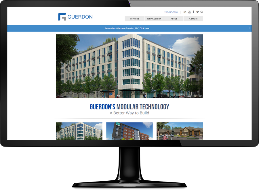 Guerdon Modular Buildings website desktop view