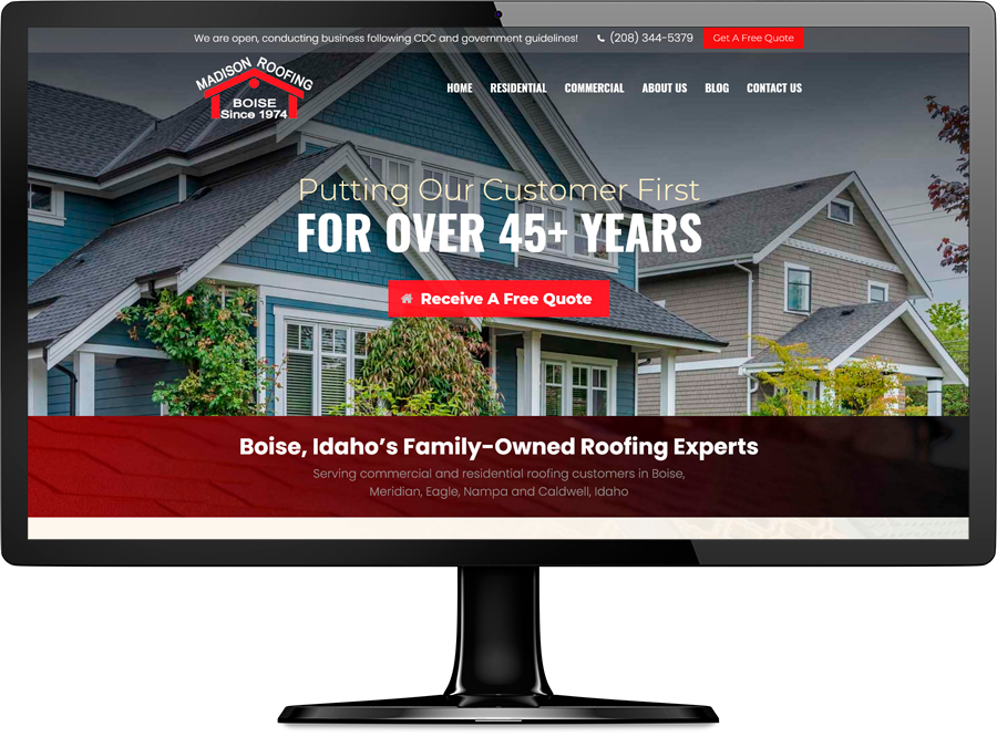 Madison Roofing website desktop view