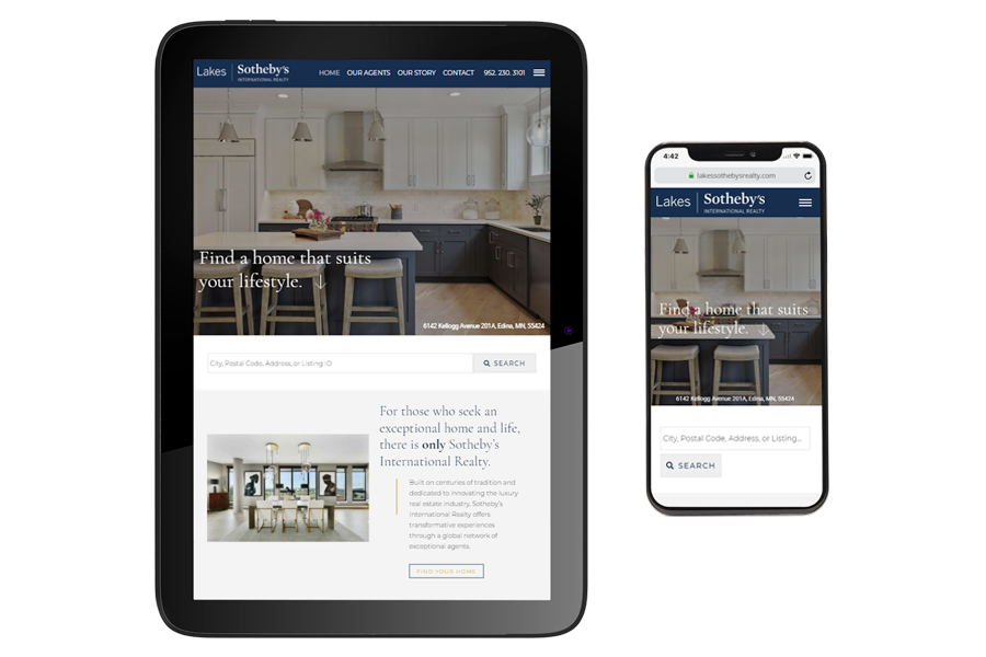 Lake Sotheby's website tablet and mobile view